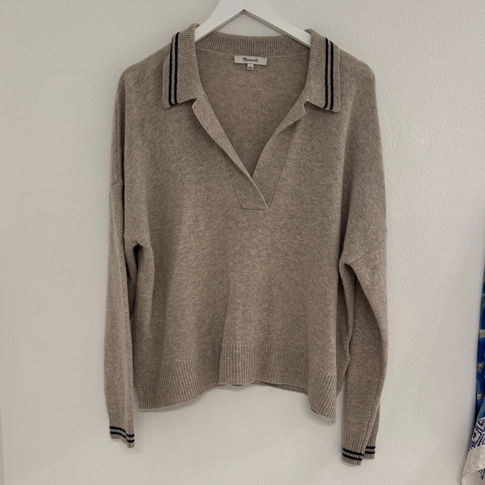 Madewell Beige V-Neck Sweater